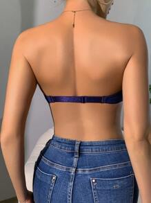 1pc Women's Front Closure Underwire Bra - Navy Blue - View 2