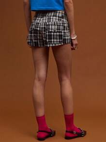 COUREZ 梭织格纹迷你工装短裤/女士夏季穿搭/夏季短裤/街头休闲/Y2K复古风
