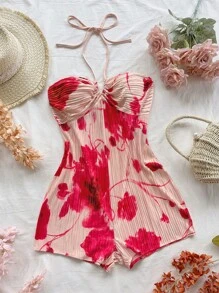 Soleia Đầm Maxi hở lưng in họa tiết hoa ombre màu đỏ phong cách nghỉ mát cho nữ, cổ chữ V trễ nải, trang phục Boho mùa hè gợi cảm cho lễ hội phương Tây trên bãi biển - Nhiều màu - Xem 3