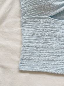 Soleia 女士海滩海星纹理镂空短款上衣，合身时尚背心，性感派对、约会、下午茶、夏日海滩 - 淺藍色 - 查看 4