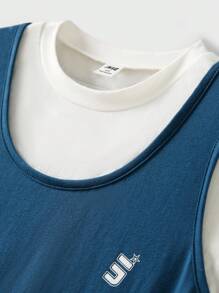 JNSQ 返校女孩户外宽松T恤和短裤两件套运动套装 - 彩色 - 查看 7