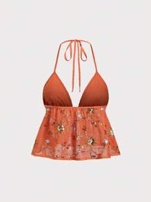 Sweetra Top à bretelles papillon décoré de sequins et de broderie pour femmes, avec des bretelles réglables, convient pour les vacances à la plage, le printemps/été - Jaune citron - Voir 2