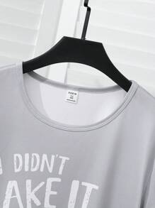 2 件套青少年男孩灰色基础款虎纹印花短袖上衣和短裤休闲家居服套装 - 灰色 - 查看 7