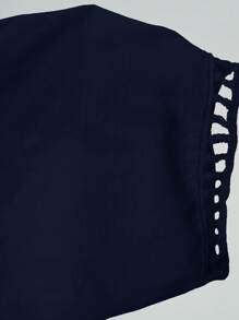 EMERY ROSE Quần ống đứng màu trơn thường ngày cỡ lớn - Màu xanh hải quân - Xem 5