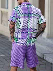 Manfinity Homme 男士 Polo 衫和短裤套装，短袖衬衫和短裤，时尚夏季男士两件套服装男士服装两件套男士夏季两件套服装男士两件套裤子套装男士两件套