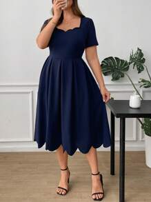 Ellevyn Plus Size Elegant Square Neckline Seashell Edge Plain Color Dress For Women,Graduation Dress,Graduation Dresses For Women,White Graduation Dress,Graduation Outfit, ,Summer Dress,Graduation Dress,Dresses For Women Summer,Wedding Guest Dress Women Prom Dress,Elegant Dresses For Party,Birthday Dresses For Women,Dresses For Women Elegant,Elegant Dresses For Women