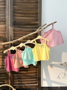 SHEIN 10 pièces/Paquet Top à bretelles et short décontractés pour bébé fille tout-petits, usage quotidien intérieur/extérieur 0-3 ans, multicolore
