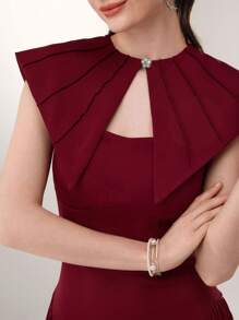 Modelyn Burgundy Red Pleated Waist A-Line Elegant Mini Dress For Ladies - Burgundy - View 1