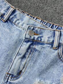 SHEIN Teenager Mädchen Y2K modische einfarbige weiße Jeans Shorts, mit Knöpfen, Taschen, asymmetrischem Saum und Knöpfen, lässig für Sommer, Urlaub