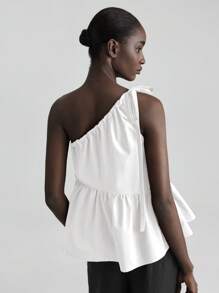 Ontre 2025新款女士无袖纯色简约时尚背心，适合夏季穿着，波西米亚风格，度假休闲，吊带设计，蝴蝶结抽绳，商务休闲女装，海滩度假生日派对，女教师制服，白色女式度假/商务休闲背心 - 白色 - 查看 2