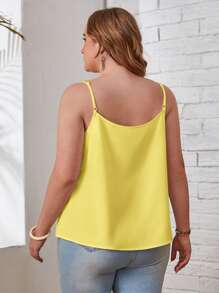 EMERY ROSE Camisola casual y versátil de unicolor para mujer de talla grande en verano - Mostaza Amarilla - Ver 2