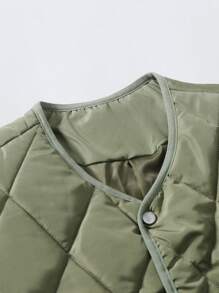 Manfinity Homme Men's Solid Color Single Breasted Casual Winter Jacket Jacket Men's Casual Men Jacket Men Casual Jacket Jackets For Men - Army Green - View 3