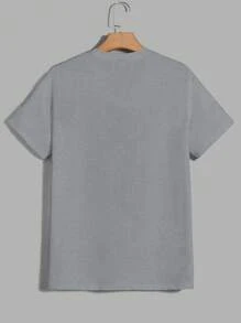 RueChic Camiseta casual de manga corta y cuello redondo con estampado de letras y oso para hombre