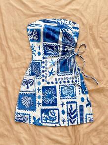 Soleia Váy ống bó sát hở eo hình cây cọ Holiday Island Elements, thích hợp cho hẹn hò, ngày lễ tình nhân, trà chiều - Nhiều màu - Xem 4