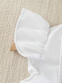 SHEIN Baby Girl Elegant Cap Sleeve Lace Bow Romper, Suitable For Casual Outings, Birthday Party, Photo Shoots, Summer - White - View 6