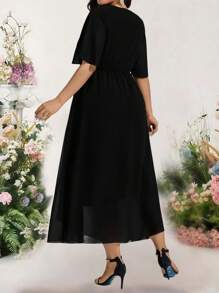 Bellastra 女士优雅蕾丝派对婚礼宾客礼服 - 黑色 - 查看 2