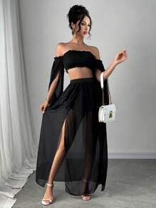 Breezaya Women Two Pieces Outfits For Daily Wear - Black - View 4