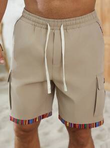 Genlund Men's Retro Style Minimalist Shorts With Pockets - Brown - View 6