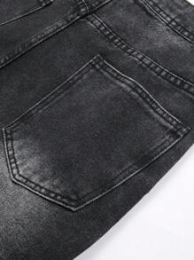 Manfinity Hypemode Men's Contrast Color Pocket Loose Casual Denim Shorts - Dark Grey - View 4
