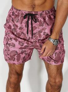 Manfinity EMRG Men's Camo Print Casual Cargo Shorts, Street Style - Pink - View 3