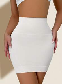 NudeFit 1pc Women Seamless Formfitting High Cinched Waist Mini Skirt