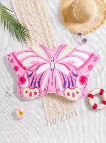 SHEIN Cute "Baby Girl" Pink Butterfly Graphic Beach Cover Up Top