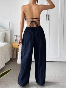 SHEIN EZwear 女士露肩露背长款连体裤，夏季