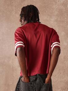 SUMWON Varsity Athletic Football Jersey Style T-Shirt Retro College Sports Uniform Number 98 Casual Streetwear Mesh Classic Team Spirit Fan Wear - Red - View 3