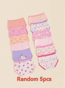 5pcs/Pack Young Girl Cartoon Print Random Design Triangle Briefs - Multicolor - View 2