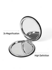 SmileyWorld® | SHEIN Cute Smiling Face Pattern Printed PU Leather Material Folding HD Portable Mirror, One Side Of Which Is 2 Times Magnified, Easy To Check Makeup Details, Suitable For Travel And Commuting, Suitable For Both Men And Women