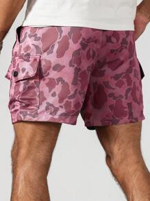 Manfinity EMRG Men's Camo Print Casual Cargo Shorts, Street Style - Pink - View 2