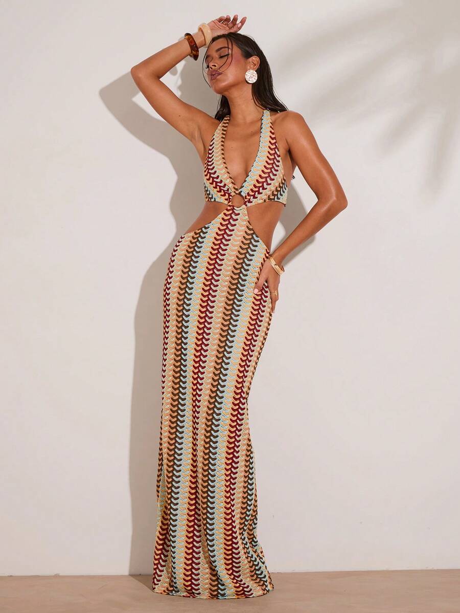 SHEIN BAE Váy nghỉ mát cắt xẻ màu sắc cho nữ - Nhiều màu - Xem 1