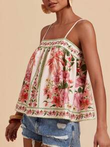 Travachic Women's Floral Print Pleated Loose Vacation Camisole - Multicolor - View 5