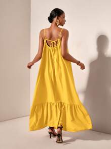 Zivah Holiday Style Spaghetti Strap Ruffle Trim Oversized Dress - E