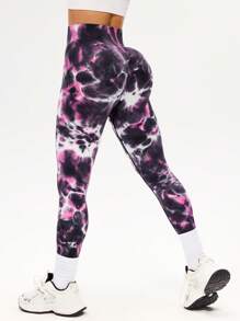 Core Rhythm Quần legging thể thao in họa tiết thường ngày cho nữ - Đỏ và trắng - Xem 2