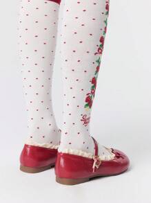 ROMWE Kawaii Women's Red Mary Jane Loafers, Closed Toe, Bow Lace Lolita Ballet Flats For Christmas - Red - View 5