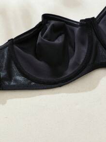 Plus Size Detachable Transparent Strap Sexy Underwire Cup Bra, Lift - Black - View 3