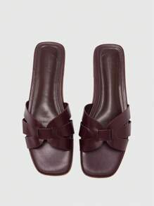 CUCCOO BIZCHIC Women's Comfortable Simple And Versatile Flat Sandals - Chocolate Brown - View 2