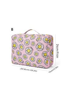 SmileyWorld® | SHEIN Cute Smiling Face Daisy Printed Polyester Travel Storage Bag, Mesh Surface, Classified Storage, Multiple Sizes To Choose From, Suitable For Various Bag Sizes, Very Suitable For Short Trips, Long Trips, Daily Home Storage And Other Scenarios, Suitable For Boys, Girls, Men, Women And Students