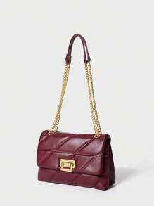SHECARRY Borsa a spalla donna versatile di colore unito, classica, adatta per San Valentino, borsa elegante da donna, borsa da donna elegante, di lusso - Bordò - Visualizzare 3