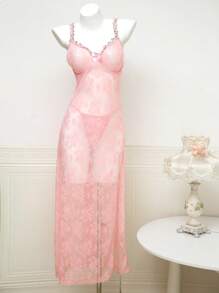 SHEIN Set de 2 camisones de encaje sexy de talla grande
