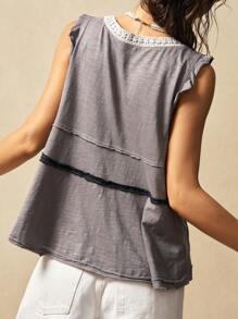 Bohemela Dzianinowy, blokowy, bezrękawnik z dekoltem w serek, luźny, bez rękawów, dla kobiet - Czarne - Zobacz 7