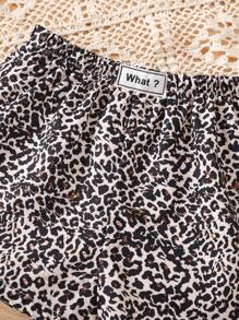 SHEIN شورت أنيق للطفلة للصيف بطبعة نمر مرن الخصر، استخدام عادي