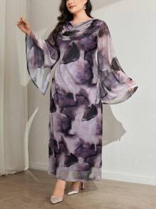 Modelyn Plus Size Long Sleeve Dress, Fashion For Summer - Purple - View 6