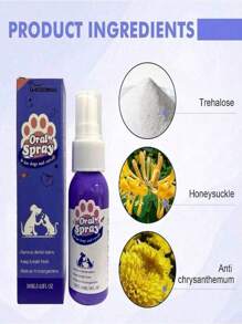 SHEIN 1pc 30ml Pet Teeth Cleaning Spray, Effective Deodorizer For Cat/Dog Mouth Odor And Tartar Removal, Oral Care Without Brushing