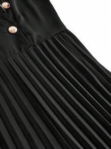 Modelyn Mono de verano elegante y plisado para mujer, intelectual, en color negro y blanco, para uso diario