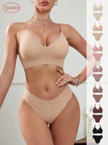 Snug Zone 14 pièces Ensemble de lingerie sans couture confortable avec ourlet ondulé
