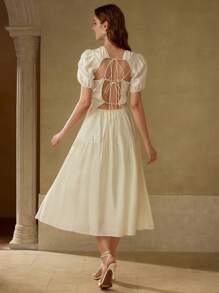 MOTF PREMIUM Vestido sin espalda con lazo - Albaricoque - Ver 3