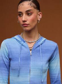 COUREZ 太空染色针织缩水连帽衫 / 女士夏季上衣 / 街头休闲 / Y2K 复古风 - 彩色 - 查看 7