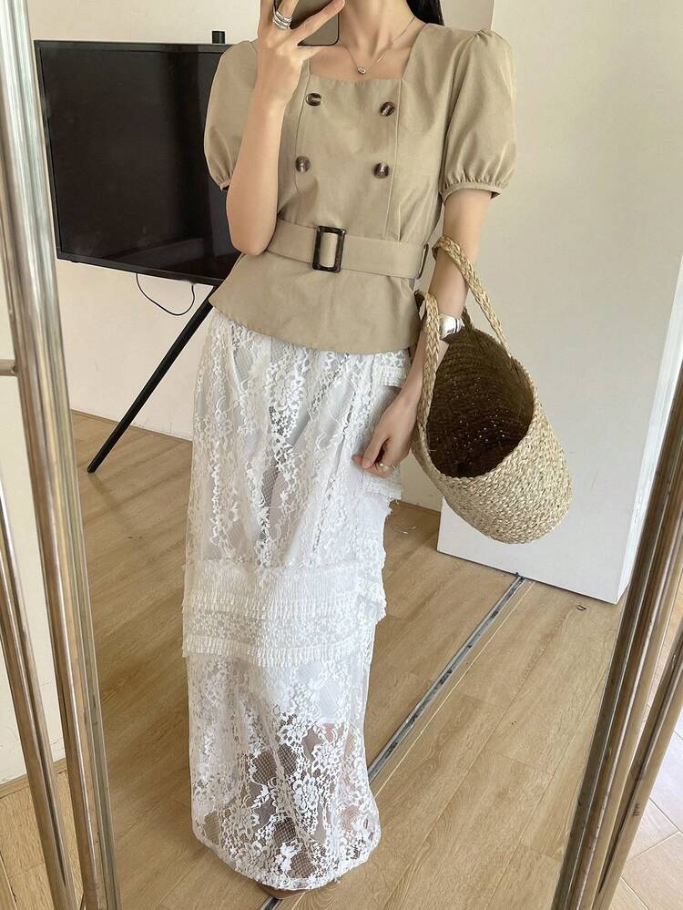 Summer New Waist Cinched Casual Urban Women's Shirt